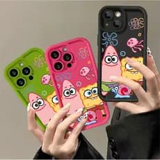 Capinha para iPhone 17/16/15/14/13/12 Pro Max Capas para celular do Bob Esponja e Patrick capas macias à prova de quedas