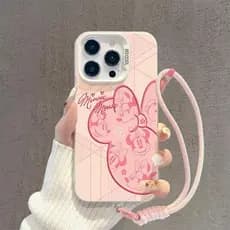 Capinha para iPhone 17/16/15/14/13/12 Pro Max Capa Minnie Com Cordão Resistente Anti-Impacto