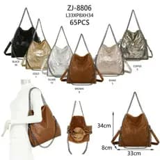 Bolsa Feminina De Ombro Transversal Modelo Ferro Corrente Brilhosa 8806