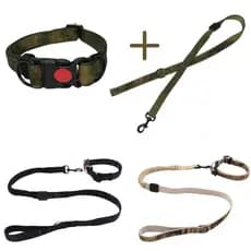 Kit Coleira e Guia Anti-Impacto Reforçado com Trava de Segurança Confortável Para Cães Médio e Grande LR-0269