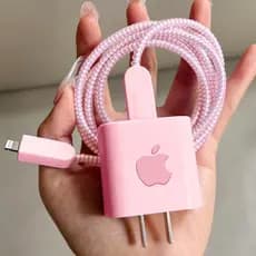 Capa protetora para carregador de iPhone de 24W, cor rosa cerejeira, anti-quebra, com vida útil prolongada.