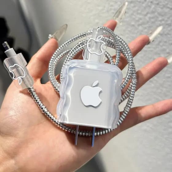 Compatível com carregador Apple de 20W, capa protetora corrugada, à prova de choque, cabo de dados integrado.