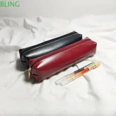Lápis BLING , Caixa Portátil De Papelaria PU , Bolsa De Caneta De Design Simples De Cor Sólida De Tamanho Pequeno