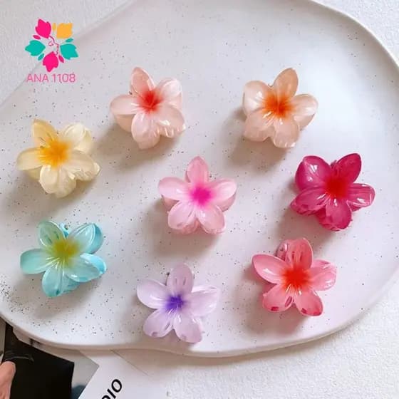 ANA 1108 Kit 12 Grampo de Cabelo de Flor Colorido Acessório Presilha para Mulheres