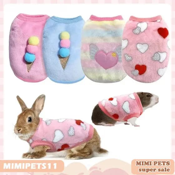 Roupas para animais de estimação roupas quentes para coelhos e roedores fantasia macia de inverno