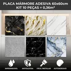 Placa Painel Mármore Flexível Adesivo 30cmX60cm/60cm x 60cm = 0,36m² Quarto Sala Lavabo Cozinha