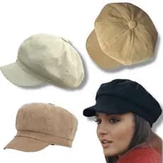 Boina Feminina Vintage Unissex Estilo Europeu, Forrada e Ajustável, Cores Diversas em Camurça/Veludo