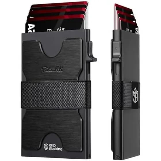 Carteiras Porta-Cartões li Para Homens-Carteira Fina Comporta 6 + 6 , De Metal , Minimalistas Com Bloqueio De RFID Funçã