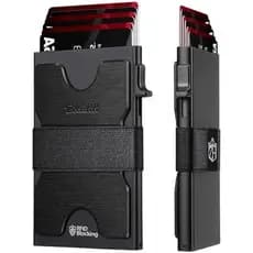 Carteiras Porta-Cartões li Para Homens-Carteira Fina Comporta 6 + 6 , De Metal , Minimalistas Com Bloqueio De RFID Funçã
