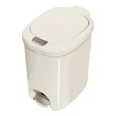 Lixeira Flip-top De 2l Com Pedal De Prensa E , Branca Creme Para Cozinha Banheiro , Recipiente De Resíduos De Grande Cap