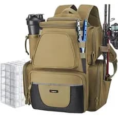 Mochila De Pesca Piscifun Com 2 Suportes Para Vara & amp ; 4 Caixas De Equipamento , Grande Saco De Armazenamento Capa D