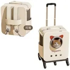 Transportador De Gatos Com Rodas , Mala De Viagem Para Animais De Estimação Orelha De Gato Fofa , Ventilação Aprimorada