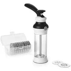 OXO Good Grips Conjunto De Prensas Para Biscoitos De 14 Peças , Prensa Com 12 Discos De Aço Inoxidável E Estojo De Armaz