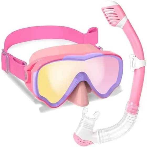 Equipamento De Mergulho Com Snorkel Para Crianças De 3 A 15 Anos , 180 ° Conjunto De Infantil Visão Ampla , Máscara Anti