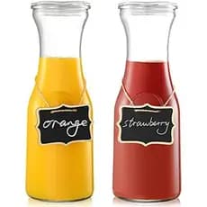 NETANY Conjunto De 4 Jarras De Vidro Com Tampa , Jarra De Bebidas De 1 Litro Transparente Para Bar Mimosa , Brunch , Águ