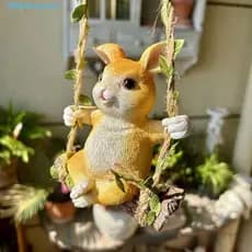 BERNARDO Figuras Em Miniatura De Balanço De Coelho , Árvore Pendente , Animais , Balançando , Decoração De Jardim , Arte