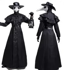 Fantasia de Halloween para Adultos Estilo Medieval Punk Fantasia de Médico de Praga Corvo de Bico Longo G6RT