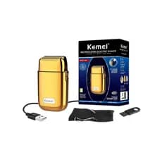 Kemei TX1 Barbeador Elétrico Recarregável Profissional Com Corpo Metálico Lâminas De Movimento Recíproco Bivolt