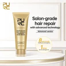 PURC máscara de cabelo com foco sem enxágue, sem vapor, reparo macio, quebrado, seco, fofo, máscara reversa, condicionad