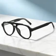 Óculos Estilo Retro Ponte Dupla Armação Larga Luz Azul Bloqueando Planos Para Homens Mulheres Moda Commuter Eyewear