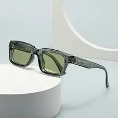 Moda Quadrada Rebites Feminino Óculos De Sol Retro Gradiente Tons UV400 Masculino Verde Oliva