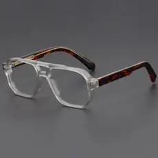 Nova Moda Quadrada Masculina Feixe Duplo Quadro Plano Casual Tendência De Negócios Anti-Luz Azul Óculos Ópticos