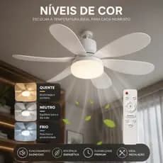 Ventilador De Teto Controle Com Luz Led Embutida Cores Ajustàveis Modos Timer