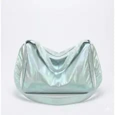 Bolsa de Ombro Feminina Coreana Nylon Plissada | Sacola Leve com Cordão Cor Única - Bolsa para Passeio