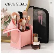 Necessaire Viagem Grande PVC Transparente Impermeáve para Maquiagem Pincéis Escova Dente Organizador