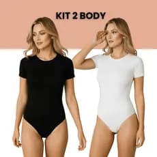 Kit 2 Body Collant Manga Curta Feminino Não Transparente Forro Duplo