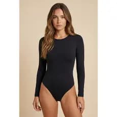 Body Feminino Manga Longa Suplex Casual - Justo Confortável para o dia a dia