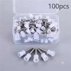 Kit 100 Escovas de Polimento Nylon Taça e Ponta Baixa Rotação Profissional Limpeza Brilho Odontológico Pronta Entrega