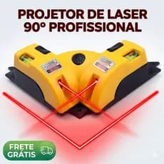 Nível Laser de Esquadro 90 Graus Profissional - Alta Precisão 1mm, Alcance 16m, Ideal para Pisos e Azulejos - Amarelo
