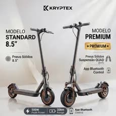 Patinete Elétrico Kryptex H2-R 500W App Pneu Sólido 10 Pol Suspensão Quad Freio Duplo Até 120kg