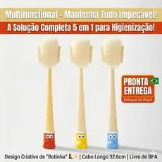 Escova de Limpeza 5 em 1 para Mamadeiras Copos e Canudos Multifuncional Cabo Longo Antiderrapante