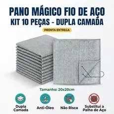 10Pçs Pano Mágico Fio de Aço 20x20 Dupla Camada Anti-Óleo Substitui Palha de Aço