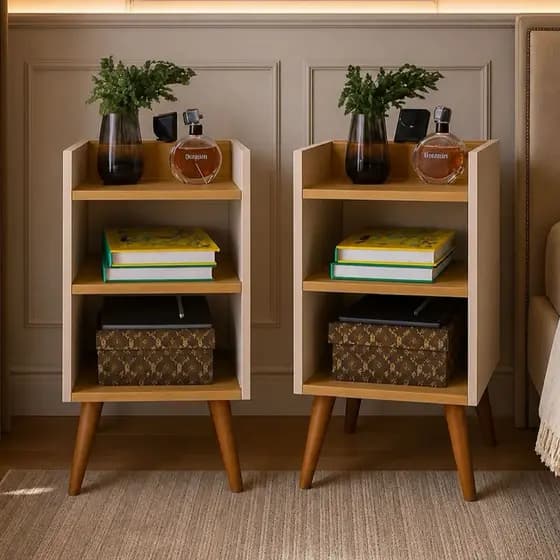 Mesa de Cabeceira  Nicho Organizador Max - Nicho Organizador - Porta Celular - Quarto Moderno - Compacto - CS NB
