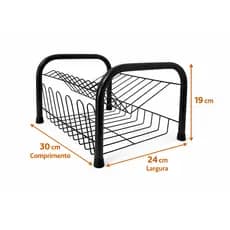 Pequeno Escorredor Secador De Louça Pequeno Aço 2 Andares 9 Pratos + 5 Porta Copos Preto Compacto Promoção