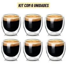 Kit  Copo Parede Dupla de Vidro 80ml para Café Chá Suco Copo Isolante Térmico