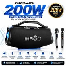 Caixa De Som Imenso X75 200w Com 2 Microfones Amplificada