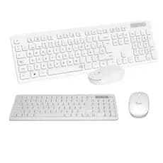 Kit Teclado E Mouse S/fio Wireless Branco Pilhas Português Branco