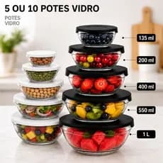 Potes Vidro com Tampa Vasilhas Tigelas Organização Marmita Fácil de Lavar Mantimentos 05/10 Potes