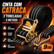 Cinta de Amarração com Gancho e Catraca Reforçada 3 Toneladas para Uso Profissional