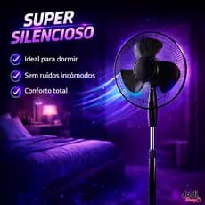 Ventilador de Pedestal 16” Forte e Silencioso com Base Reforçada