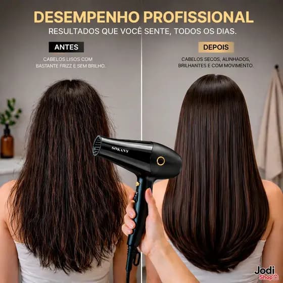 Secador de Cabelo Potente com Difusor e Bicos Resultado de Salão