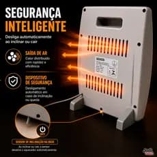 Aquecedor Portátil Halógeno 800W com 2 Níveis de Potência e Base Estável