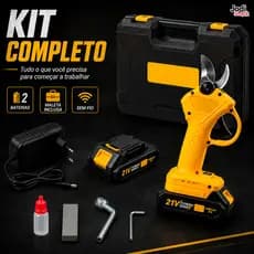 Tesoura Elétrica de Poda 21V com Maleta e Kit Completo Jardim