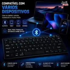 Teclado Bluetooth ABNT2 Português Brasil Compacto Para Tablet e Notebook