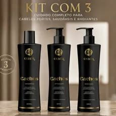 Kit Cachos OLLOR Shampoo + Ativador + Máscara 300ml/300g Hidratação Definição Anti Frizz