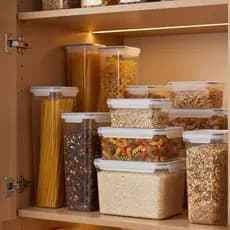 Kit 7 Potes Hermeticos Resistentes Quadrados Para Mantimentos Organizadores para Dispensa Alimentos.